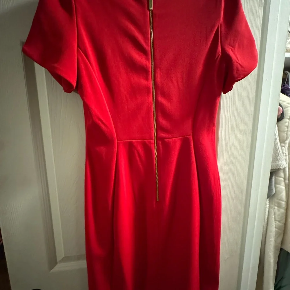 Calvin Klein Vibrant Red Long Sleeve Dress - Picture 3 of 7